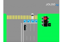 Поворот со второго ряда, включена допсекция, горит красный