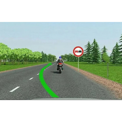 Обгон мотоцикла в зоне знака "Обгон запрещен"